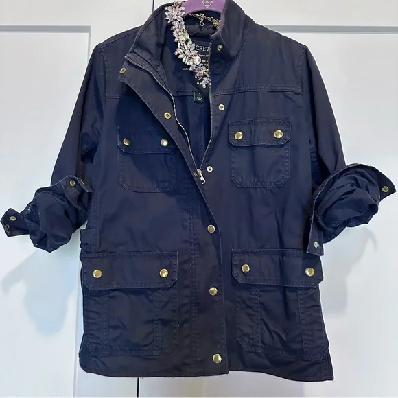 J.Crew Relaxed Boyfriend Field Jacket in Navy - Picture 4 of 15